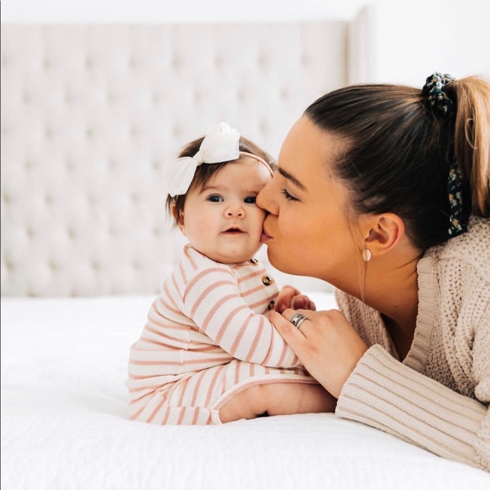 Lot of 5 Lou Lou & Company baby tie-knot gowns.